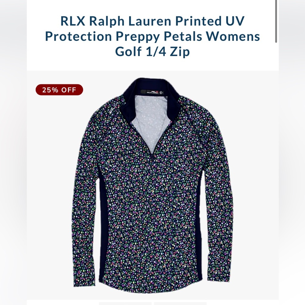 RLX Ralph Lauren Women’s Floral Print UV Protection Pretty Petals 1/4 Zip - M